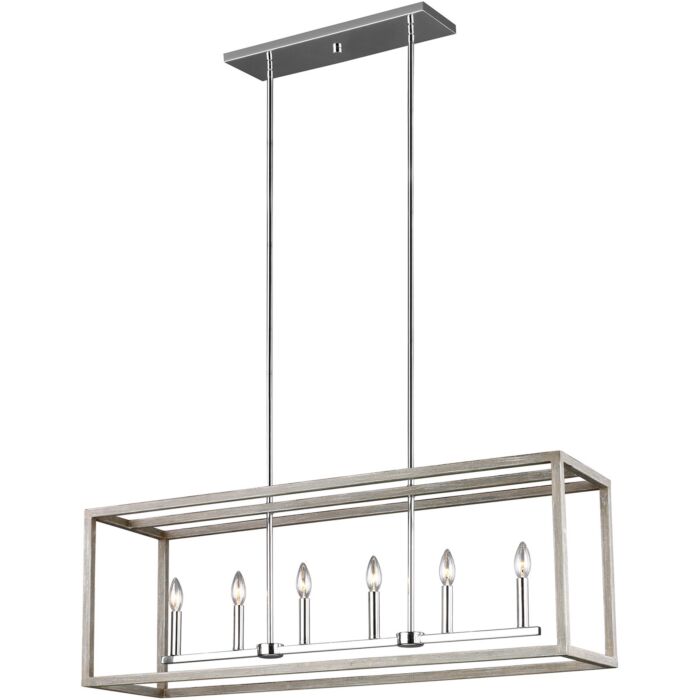 Sea Gull Moffet Street 6 Light 15 Inch Pendant Light in Washed Pine