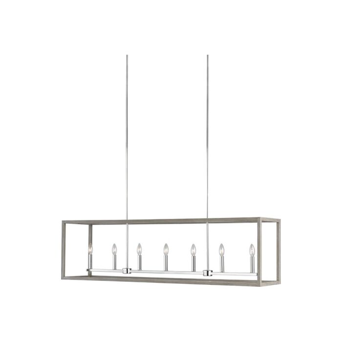 Sea Gull Moffet Street 7 Light Kitchen Island Light in Washed Pine