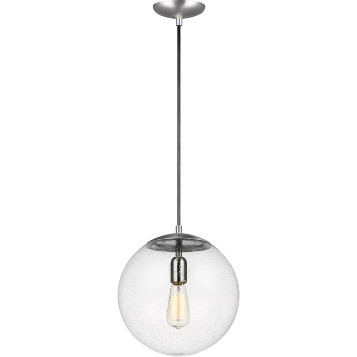 Sea Gull Leo   Hanging Globe 13 Inch Pendant Light in Satin Aluminum