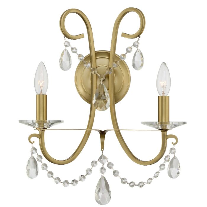 Crystorama Othello 2 Light Wall Sconce in Vibrant Gold with Swarovski Spectra Crystal Crystals
