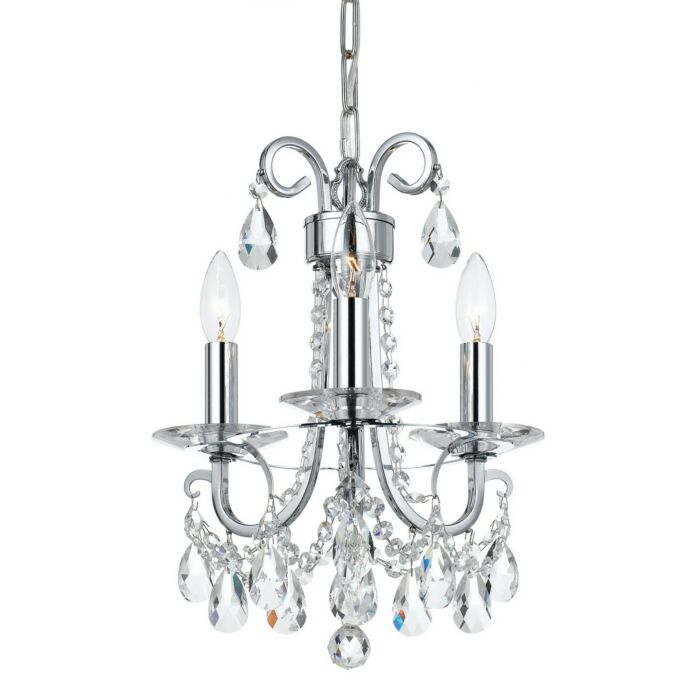 Crystorama Othello 3 Light 16 Inch Mini Chandelier in Polished Chrome with Clear Spectra Crystals