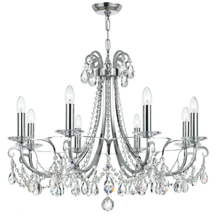 Crystorama Othello 8 Light 25 Inch Transitional Chandelier in Polished Chrome with Clear Hand Cut Crystals