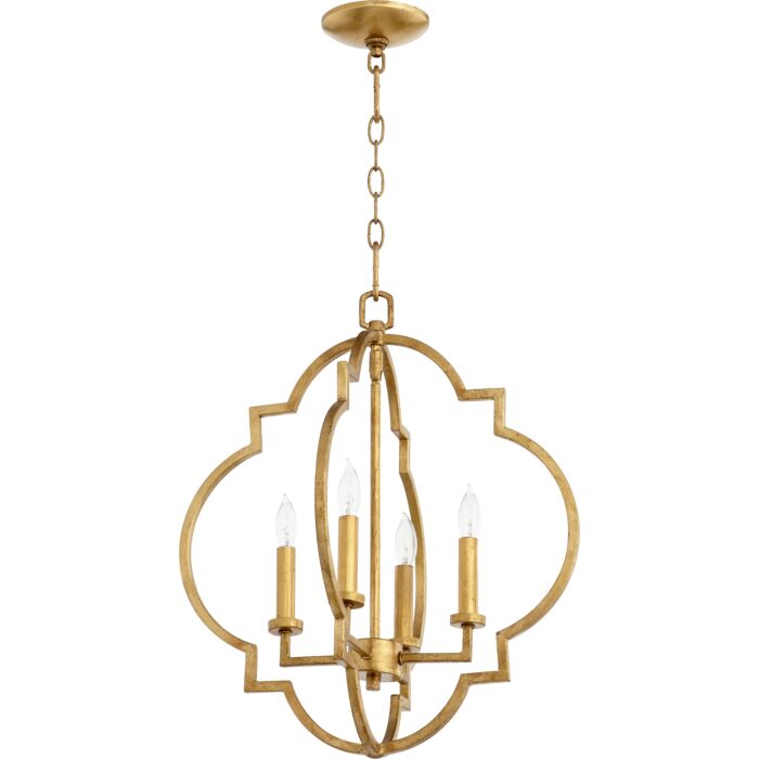 Quorum Dublin 4 Light 18 Inch Foyer Light in Gold Leaf