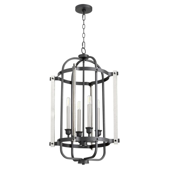 Quorum Transitional 4 Light 17 Inch Foyer Light in Noir