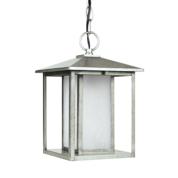 Sea Gull Hunnington Outdoor LED Pendant Lantern in Weathered Pewter