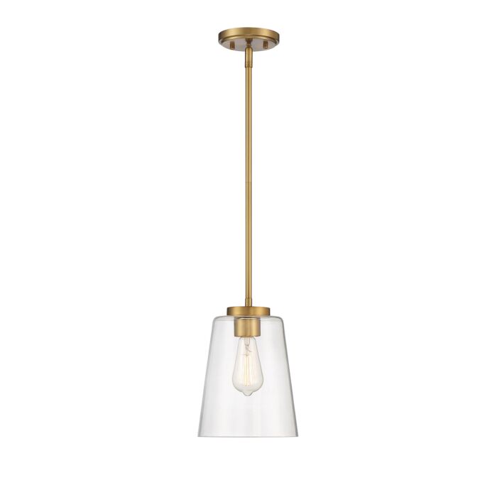 Savoy House Calhoun 1 Light Pendant in Warm Brass