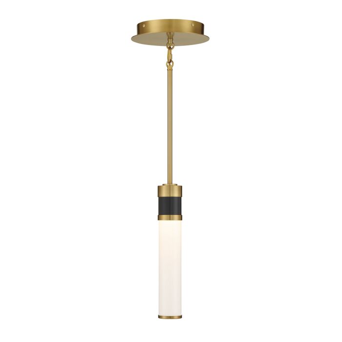 Savoy House Abel LED Mini Pendant in Matte Black with Warm Brass Accents
