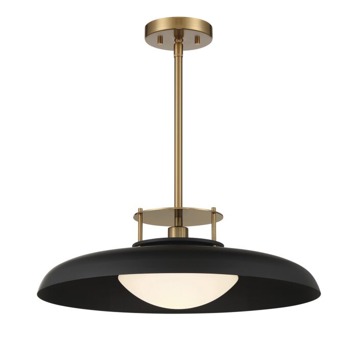 Savoy House Gavin 1 Light Pendant in Matte Black with Warm Brass Accents