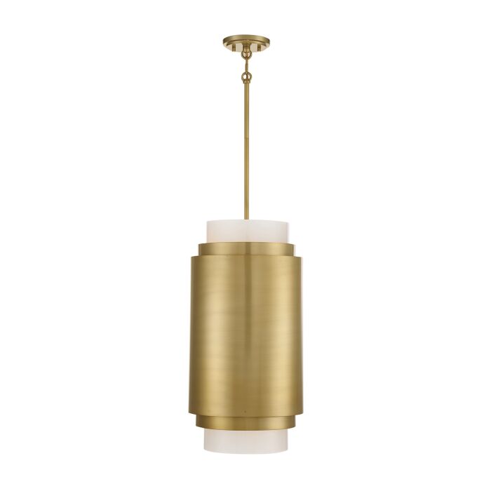 Savoy House Beacon 3 Light Pendant in Burnished Brass
