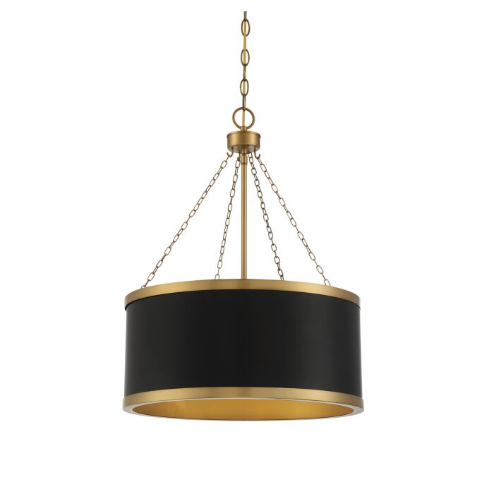 Savoy House Delphi 6 Light Pendant in Matte Black with Warm Brass Accents