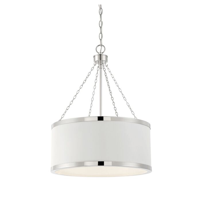 Savoy House Delphi 6 Light Pendant in White with Polished Nickel Acccents