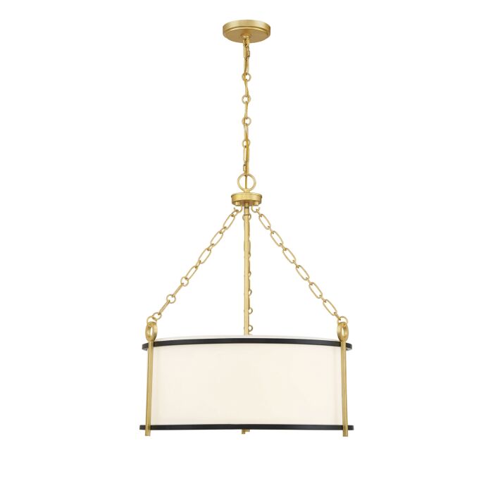 Savoy House Kian 3 Light Pendant in Matte Black with True Gold