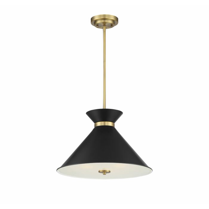 Savoy House Lamar by Brian Thomas 3 Light Pendant in Matte Black with Warm Brass Accents