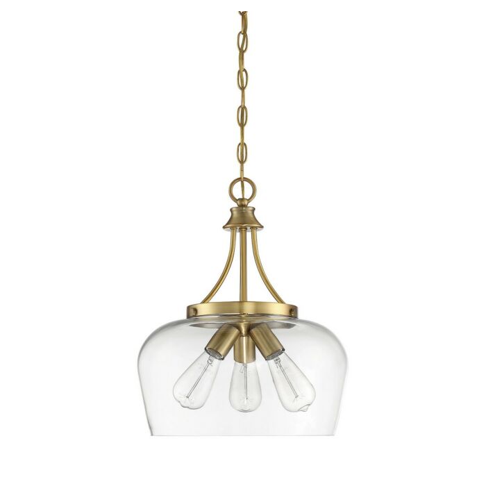 Savoy House Octave 3 Light Pendant in Warm Brass