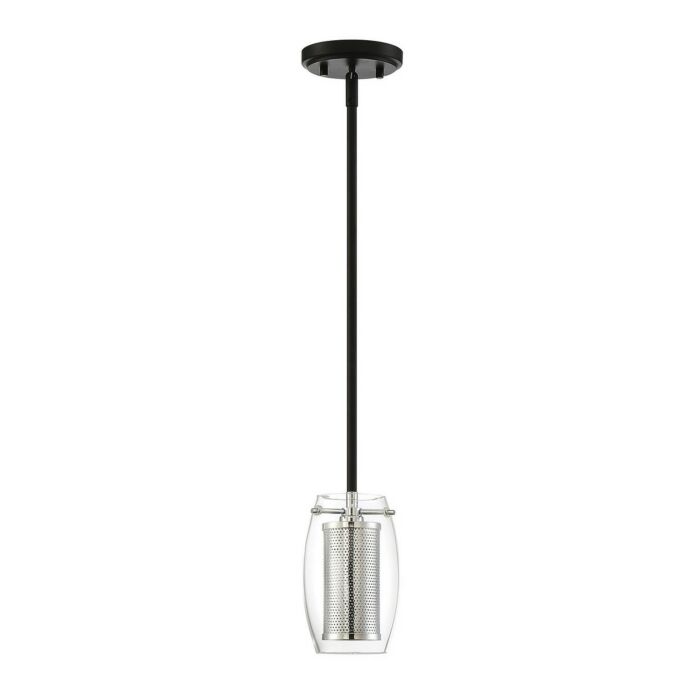 Savoy House Dunbar by Brian Thomas 1 Light Mini Pendant in Matte Black with Polished Chrome Accents