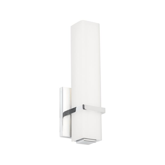Tech Milan 3000K LED 4 Inch Bathroom Vanity Light in Chrome and White Glass