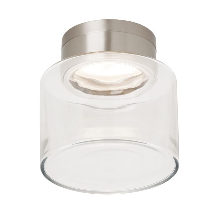Tech Casen 3000K LED 7 Inch Ceiling Light in Satin Nickel and Clear