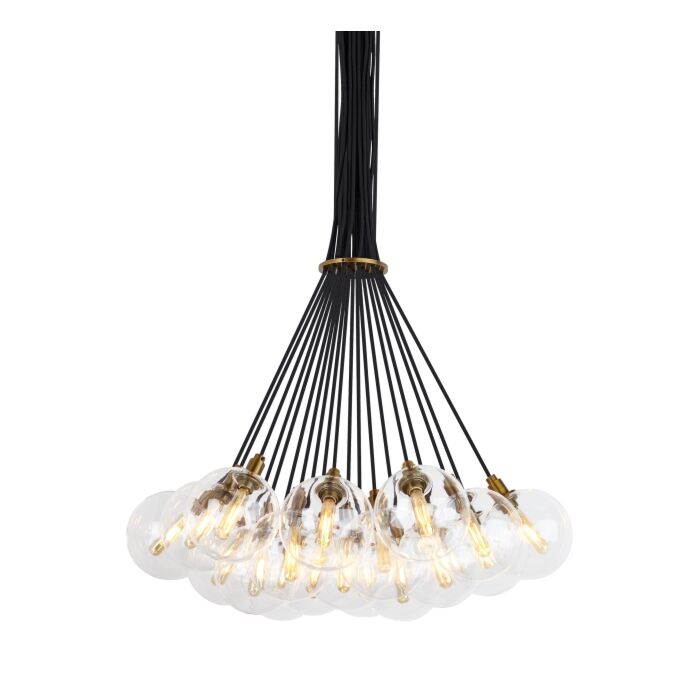 Tech Gambit Transitional Chandelier in Aged Brass and Clear