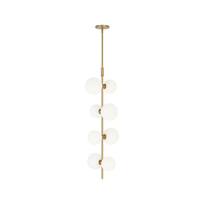 Tech ModernRail 8 Light 36 Inch Pendant Light in Aged Brass and Glass Orbs