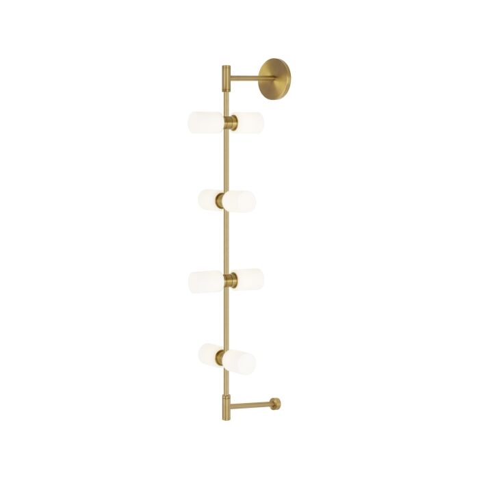 Tech ModernRail 8 Light 36 Inch Wall Sconce in Aged Brass and Glass Cylinders