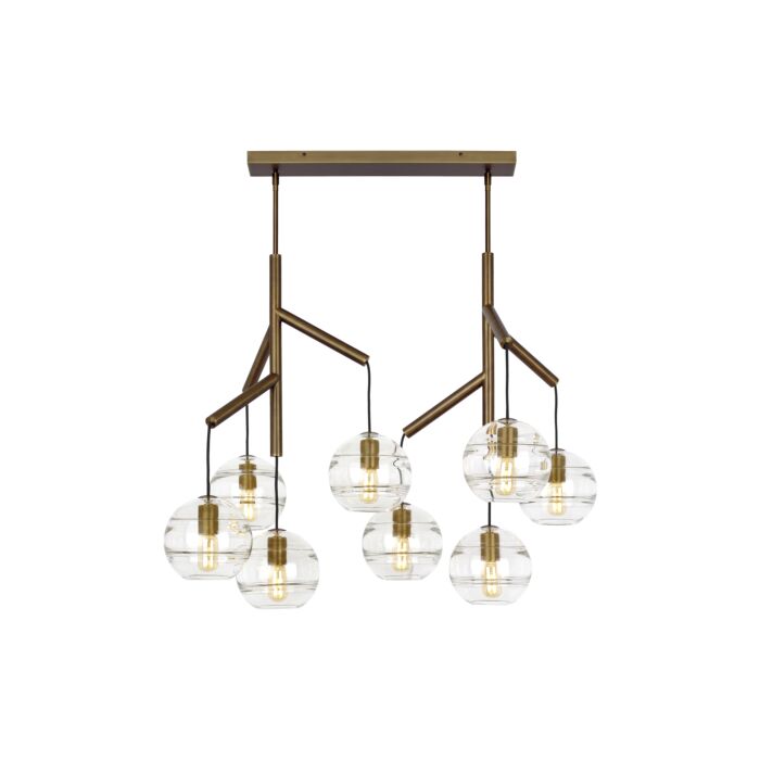 Tech Sedona Contemporary Chandelier in Aged Brass and Clear