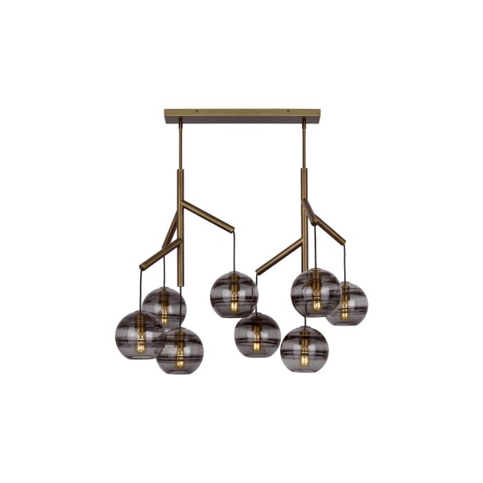 Tech Sedona Contemporary Chandelier in Aged Brass and Transparent Smoke