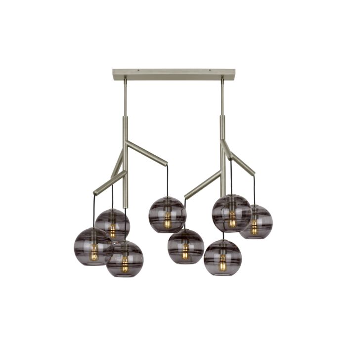 Tech Sedona Contemporary Chandelier in Satin Nickel and Transparent Smoke
