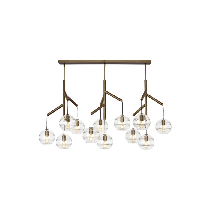 Tech Sedona Contemporary Chandelier in Aged Brass and Clear
