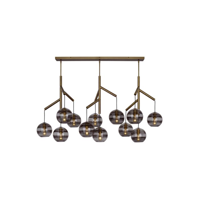 Tech Sedona Contemporary Chandelier in Aged Brass and Transparent Smoke