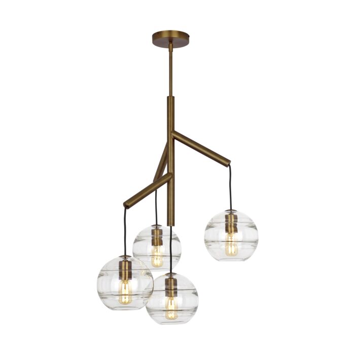 Tech Sedona Contemporary Chandelier in Aged Brass and Clear