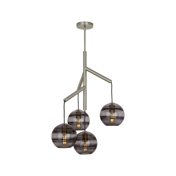 Tech Sedona Contemporary Chandelier in Satin Nickel and Transparent Smoke