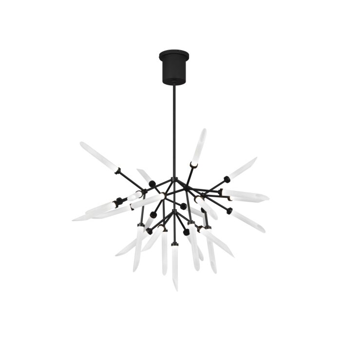 Tech Spur 25 Light 2700K LED Multi Tier Chandelier in Matte Black and Frost