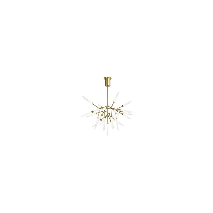 Tech Spur 25 Light 2700K LED Multi Tier Chandelier in Aged Brass and Frost