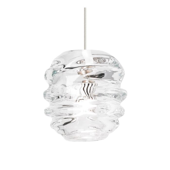 Tech Audra 3000K LED 6 Inch Pendant Light in Satin Nickel and Clear