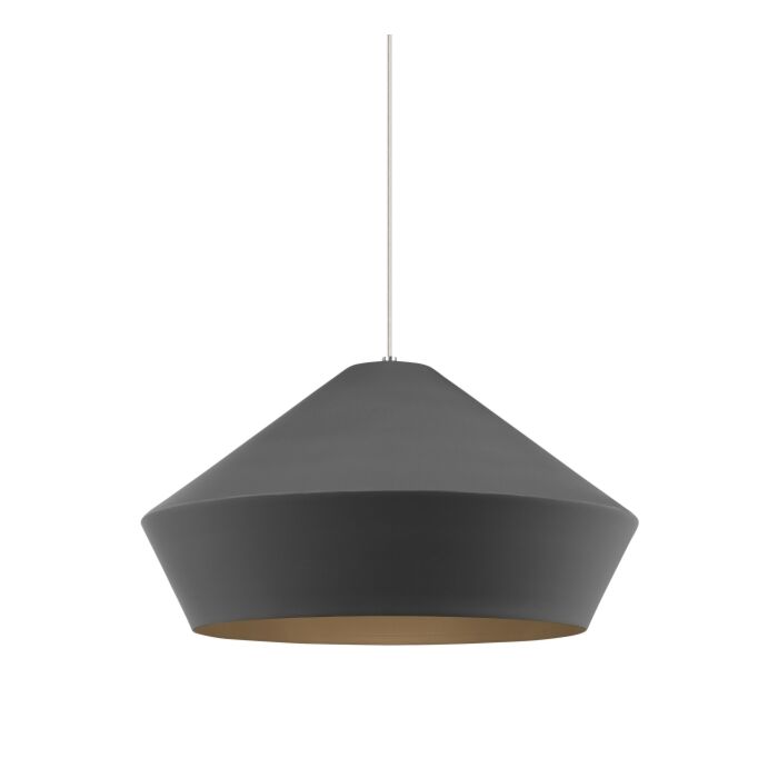 Tech Brummel 11 Inch Pendant Light in Satin Nickel and Charcoal Gray