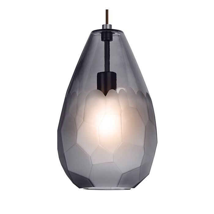 Tech Briolette 14 Inch Pendant Light in Satin Nickel and Smoke