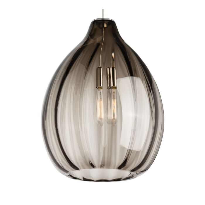 Tech Harper 2700K LED 20 Inch Pendant Light in Satin Nickel and Smoke