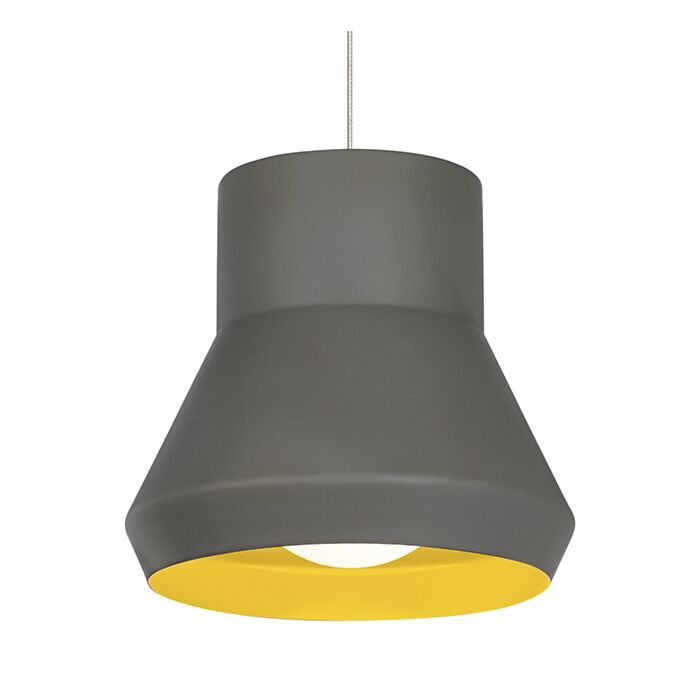 Tech Milo 2700K LED 13 Inch Pendant Light in Gray Outside/Chartreuse inside