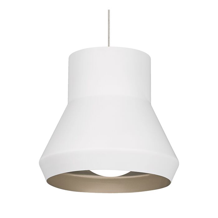Tech Milo 13 Inch Pendant Light in White Outside/Champagne Inside