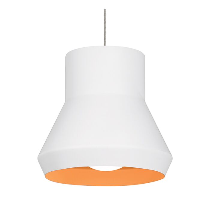 Tech Milo 2700K LED 13 Inch Pendant Light in White Outside/Orange Inside