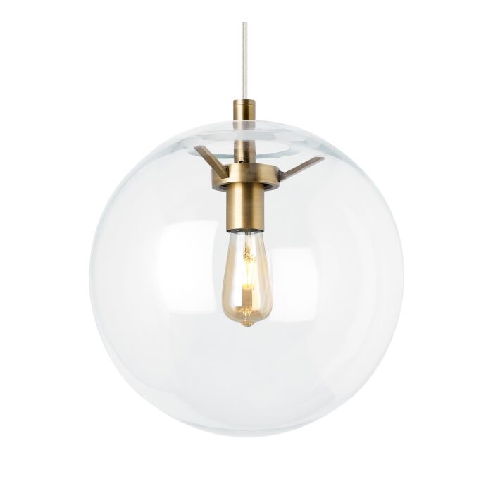 Tech Palona 14 Inch Pendant Light in Aged Brass and Clear