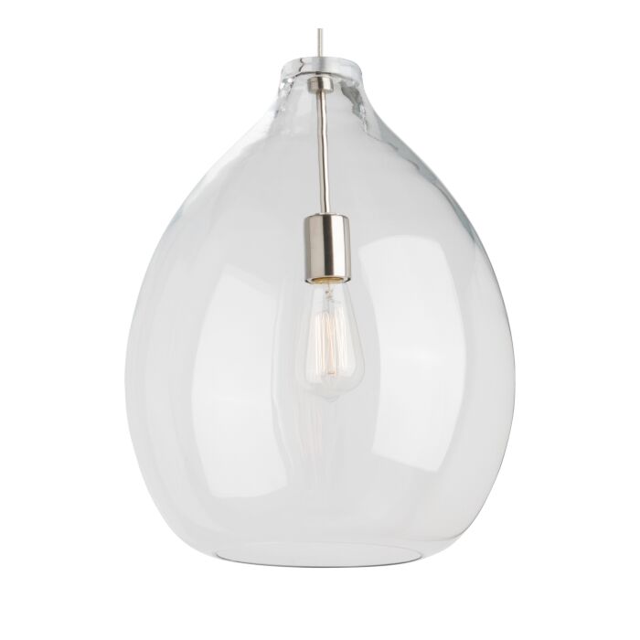 Tech Quinton 2700K LED 20 Inch Pendant Light in Satin Nickel and Clear