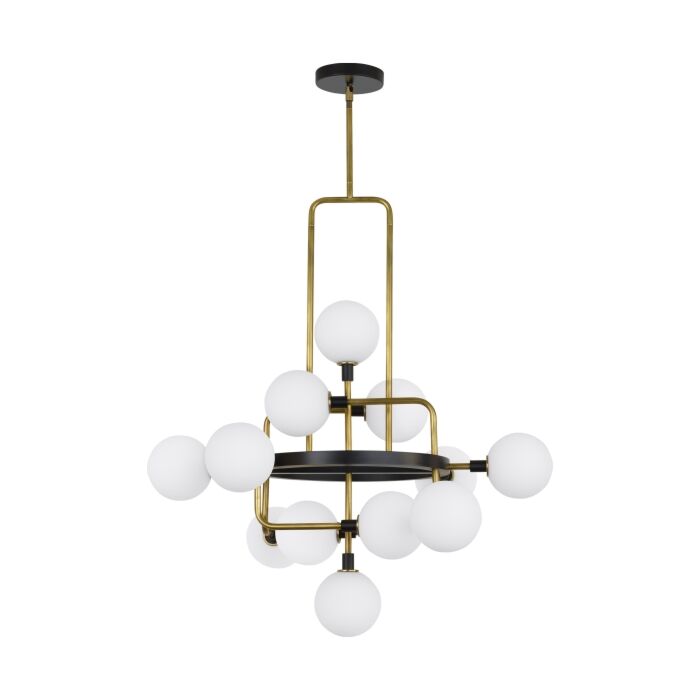 Tech Viaggio 12 Light 3000K LED Chandelier in Opal/Brass
