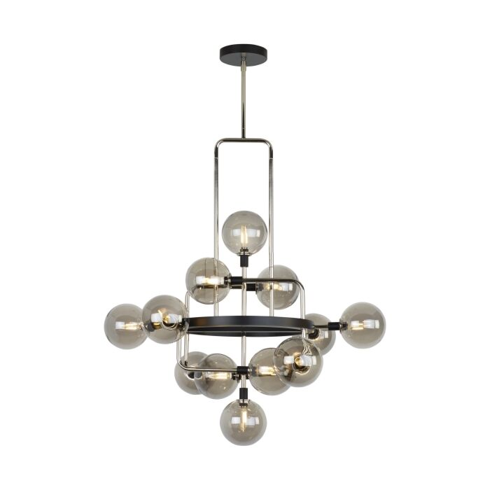 Tech Viaggio 12 Light 2700K LED Chandelier in Smoke/Polished Nickel