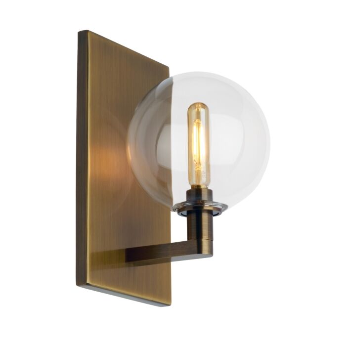Tech Gambit 9 Inch Wall Sconce in Aged Brass and Clear