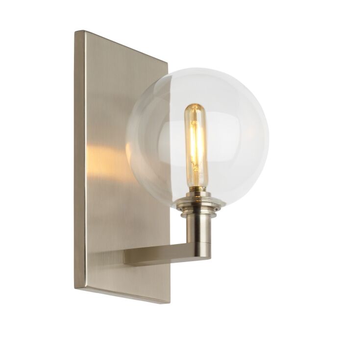 Tech Gambit 9 Inch Wall Sconce in Satin Nickel and Clear