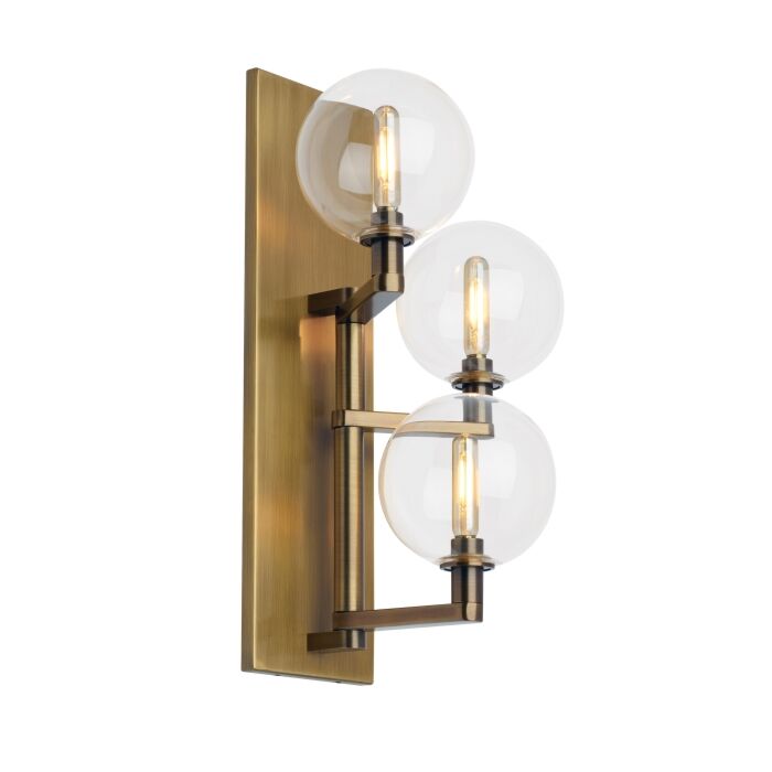 Tech Gambit 18 Inch Wall Sconce in Aged Brass and Clear