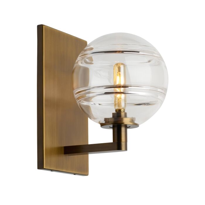 Tech Sedona 9 Inch Wall Sconce in Aged Brass and Clear