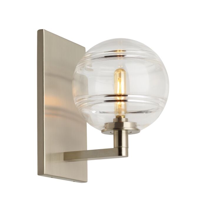 Tech Sedona 9 Inch Wall Sconce in Satin Nickel and Clear