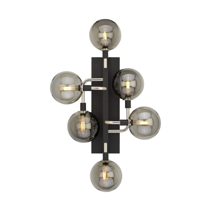 Tech Viaggio 6 Light 2700K LED 27 Inch Wall Sconce in Smoke/Polished Nickel